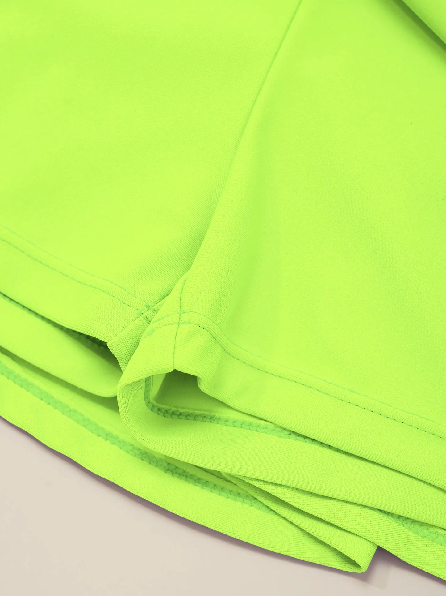 Kids Girls Sports Set Colorblock Sleeveless Fluorescent Green Sportswear for Tennis Gym