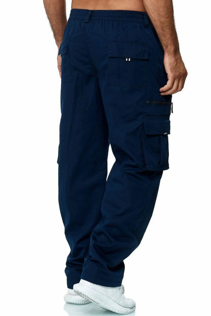 Summer Men's Cargo Trousers Elastic Waist Multi-pocket