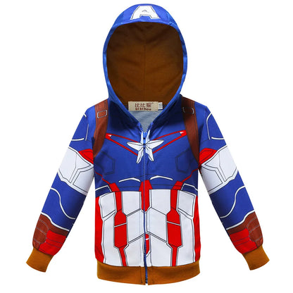 Spring Autumn Boys Coats Marvel Avengers Iron Man Hooded