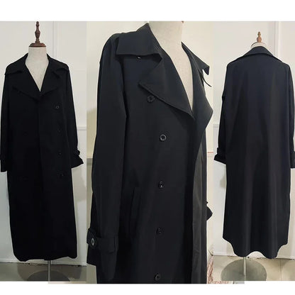 Men's Long Trench Coat Solid Color Long Sleeve