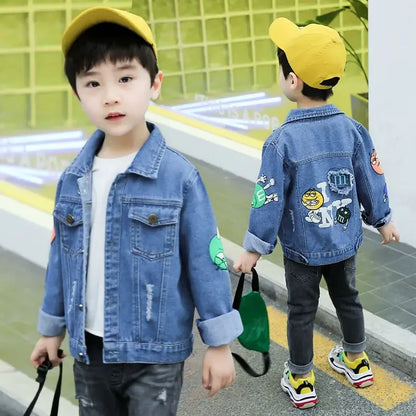 Autumn Jacket For Boy Jean Coat Cartoon Kids Outwear Spring Denim