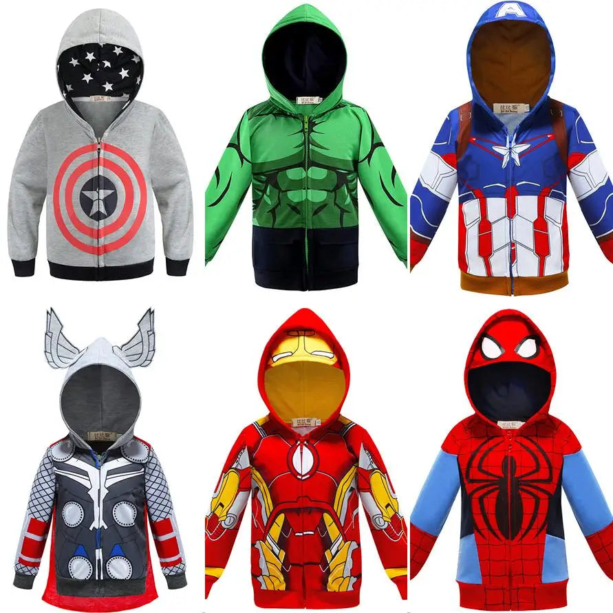 Spring Autumn Boys Coats Marvel Avengers Iron Man Hooded