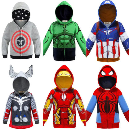 Spring Autumn Boys Coats Marvel Avengers Iron Man Hooded