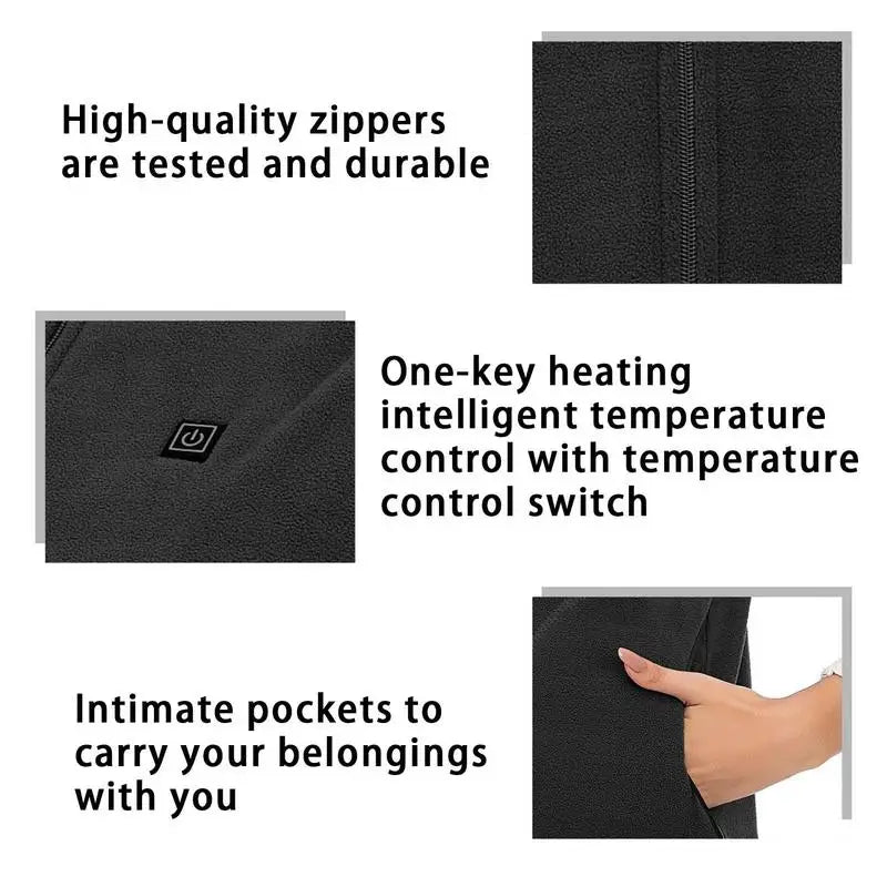 Heated Vest Jacket Portable Mens Fleece Warm Vest USB Heating Jacket