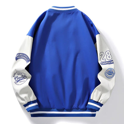 M-4XL 2024Spring and Autumn New Men's Jacket Letter Printed Color Blocked Student Coat Casual Loose Baseball Jacket