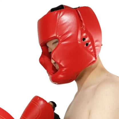 Full-covered Pu Boxing Helmet Kids Adults Muay Thai Training Sparring