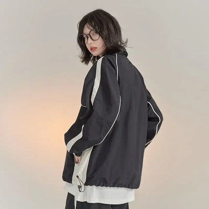 HOUZHOU Vintage Y2k Windbreaker Jacket Women Oversize Korean