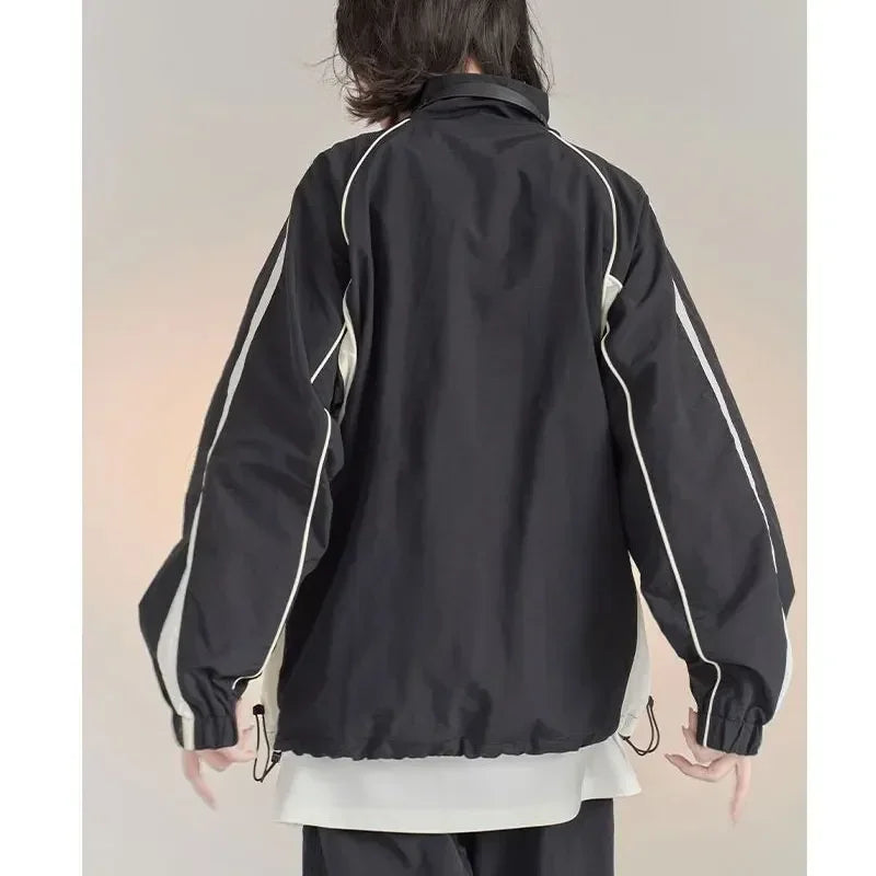 HOUZHOU Vintage Y2k Windbreaker Jacket Women Oversize Korean