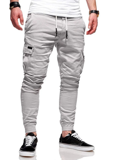 Men's Jogging Pants Denim Flip Pocket Side Drawstring