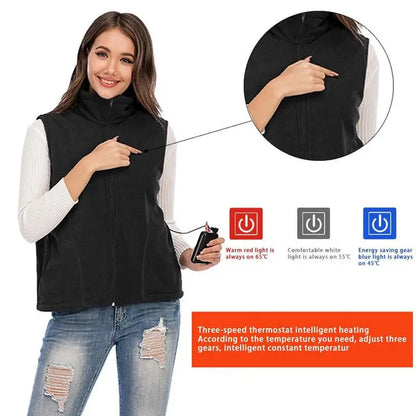 Heated Vest Jacket Portable Mens Fleece Warm Vest USB Heating Jacket