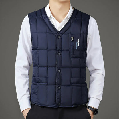 Winter Men's Vest Casual Padded Plush Single-breasted Sleeveless