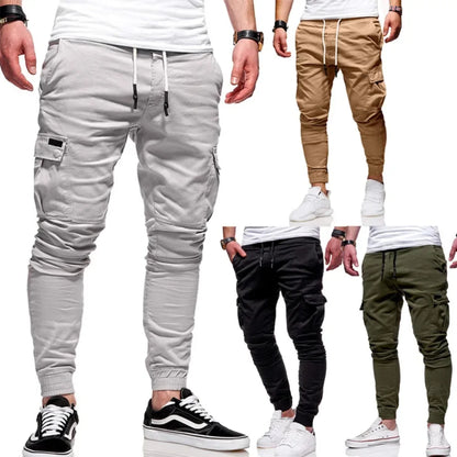 Men's Jogging Pants Denim Flip Pocket Side Drawstring