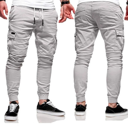 Men's Jogging Pants Denim Flip Pocket Side Drawstring