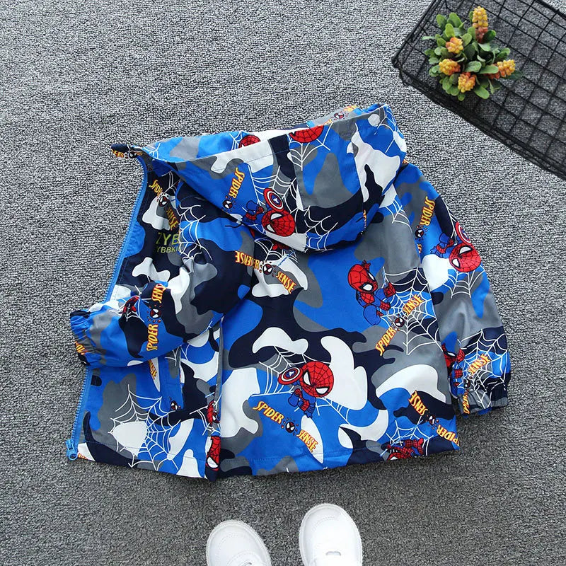 Baby Boys Coat Cartoon Spiderman Print Spring