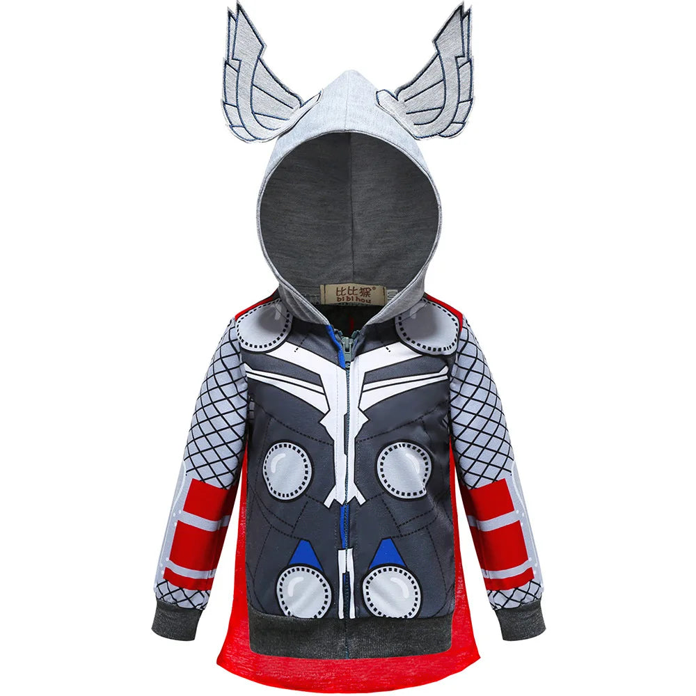 Spring Autumn Boys Coats Marvel Avengers Iron Man Hooded