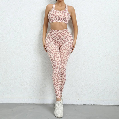 Cloud Hide Women Leopard Yoga Set Workout Sports Wear Sexy Girl Gym