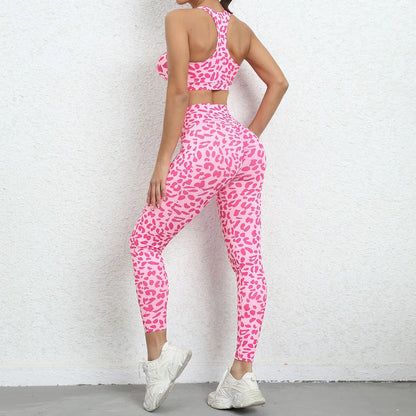 Cloud Hide Women Leopard Yoga Set Workout Sports Wear Sexy Girl Gym