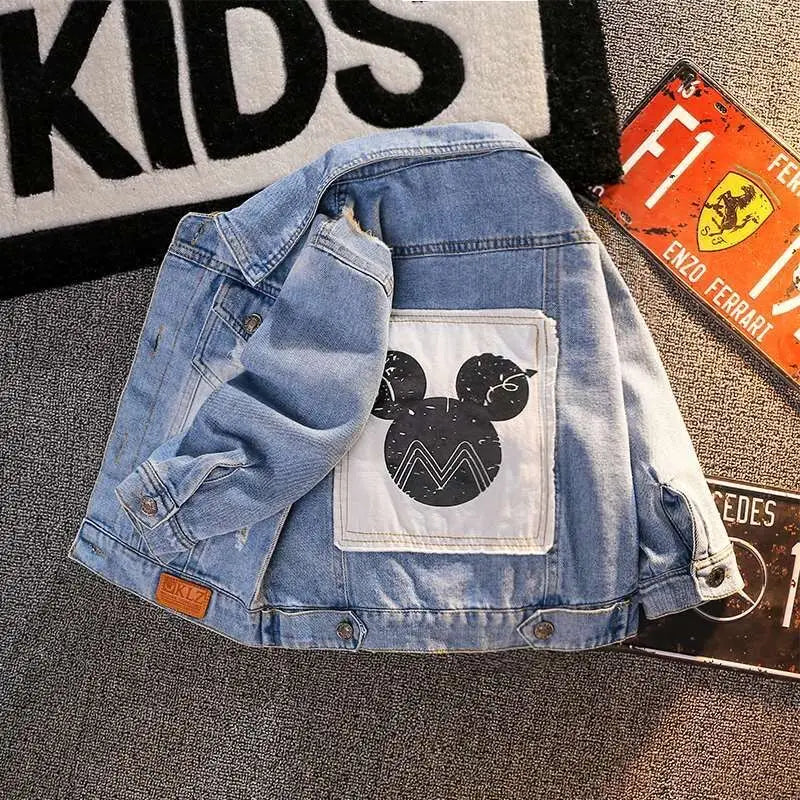 Mickey Denim Jacket For Boys Children Coats Autumn Baby Girls Clothes