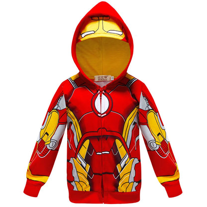 Spring Autumn Boys Coats Marvel Avengers Iron Man Hooded