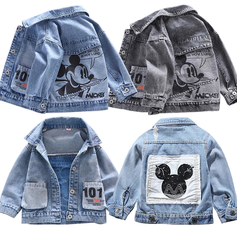 Mickey Denim Jacket For Boys Children Coats Autumn Baby Girls Clothes