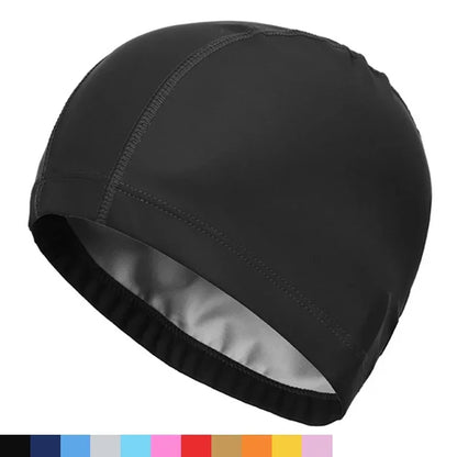 PU Fabric Swimming Cap Men Women Waterproof Swim Pool Hat Water