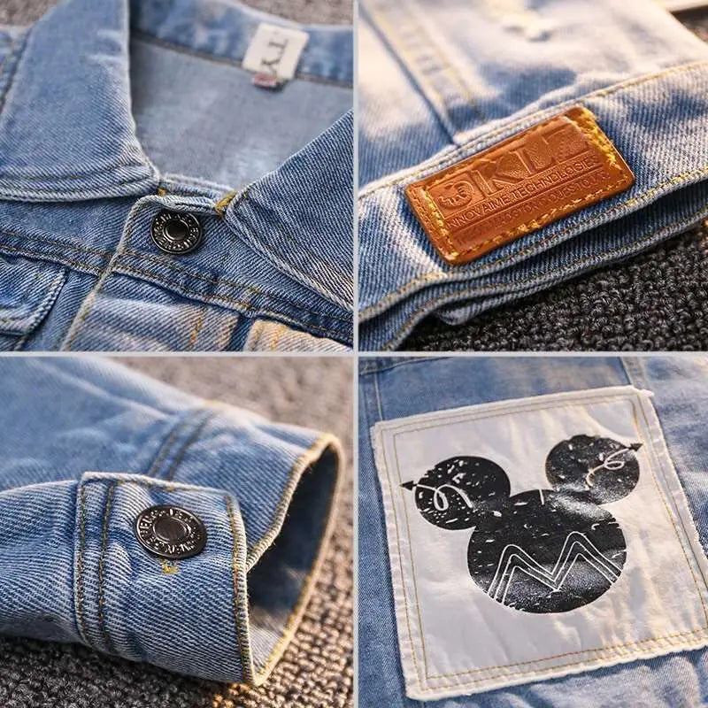 Mickey Denim Jacket For Boys Children Coats Autumn Baby Girls Clothes