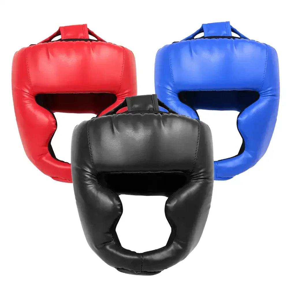 Full-covered Pu Boxing Helmet Kids Adults Muay Thai Training Sparring