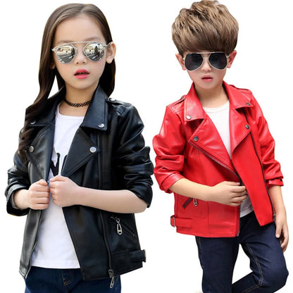 Kids Faux Leather Jacket, 2-12 Yrs, Zip-Up, Belt, Unisex