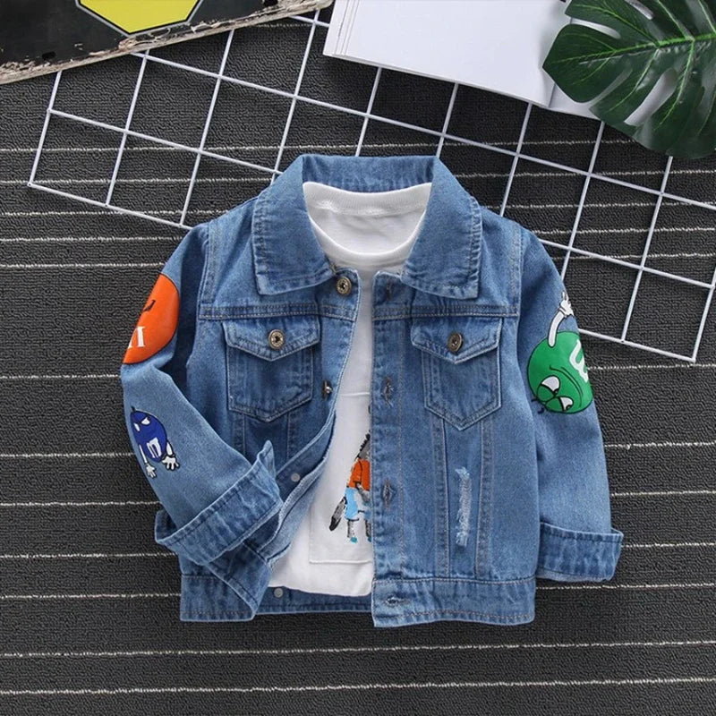 Autumn Jacket For Boy Jean Coat Cartoon Kids Outwear Spring Denim