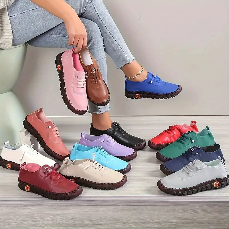 Women's Handmade Flat Sneakers Walking Shoes