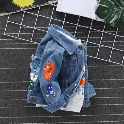 Autumn Jacket For Boy Jean Coat Cartoon Kids Outwear Spring Denim