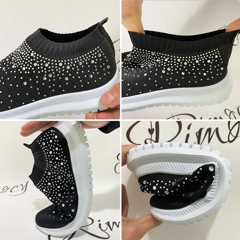 Rimocy Crystal Breathable Mesh Sneaker Shoes for Women