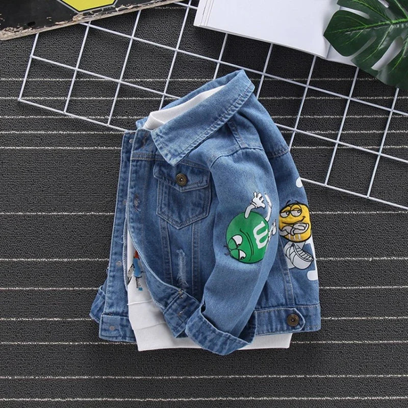 Autumn Jacket For Boy Jean Coat Cartoon Kids Outwear Spring Denim