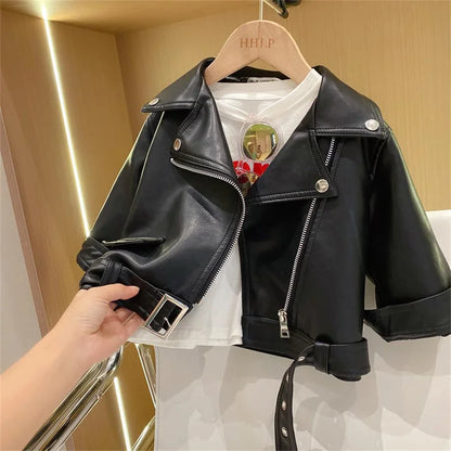 Spring Autumn Boys Leather Jackets For 2-8 Years 2023 New