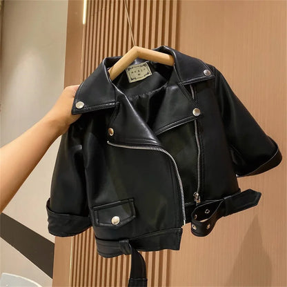 Spring Autumn Boys Leather Jackets For 2-8 Years 2023 New