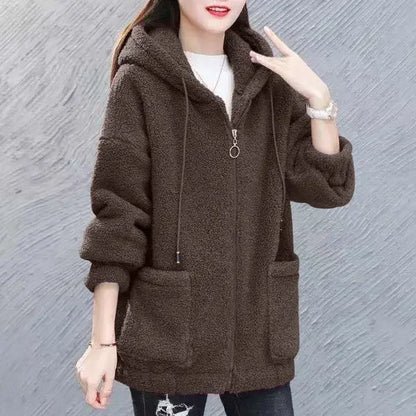 Autumn Winter Women's Fleece Fluffy Jacket Streetwear