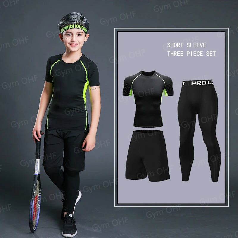 Kids Compression Shirt Boys Sport Training T shirt And Shorts Boys