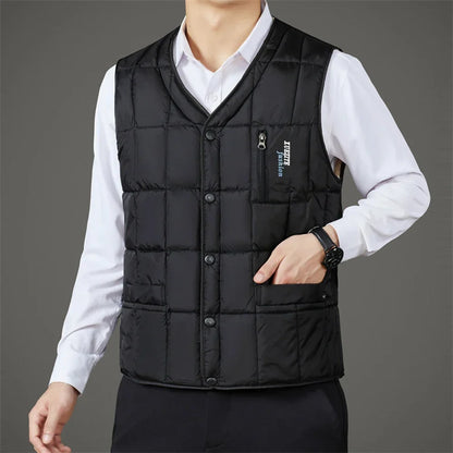 Winter Men's Vest Casual Padded Plush Single-breasted Sleeveless