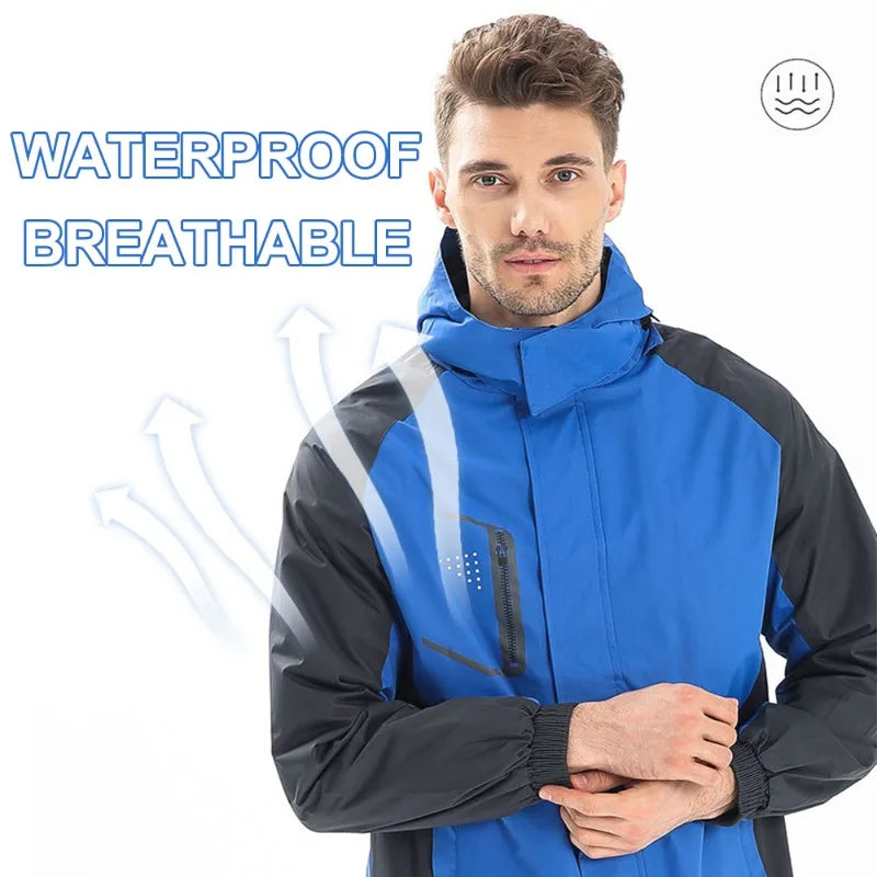 Spring Autumn Thin Waterproof Hiking Jacket for Men Breathable Hooded Windproof