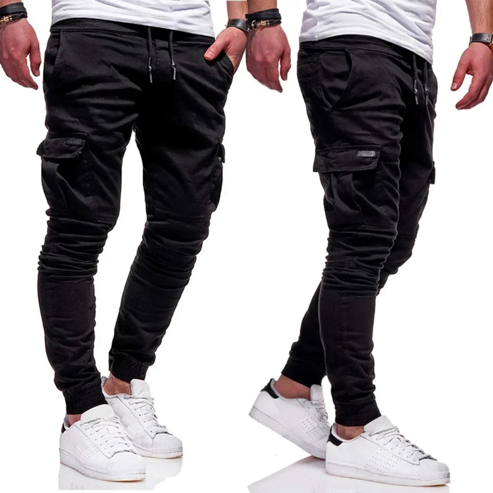 Men's Jogging Pants Denim Flip Pocket Side Drawstring